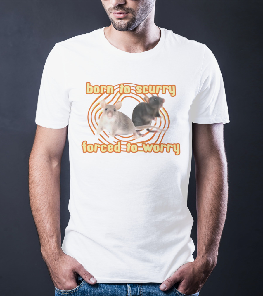 Born To Scurry Forced To Worry With Two Rats And Swirling Background T-Shirt
