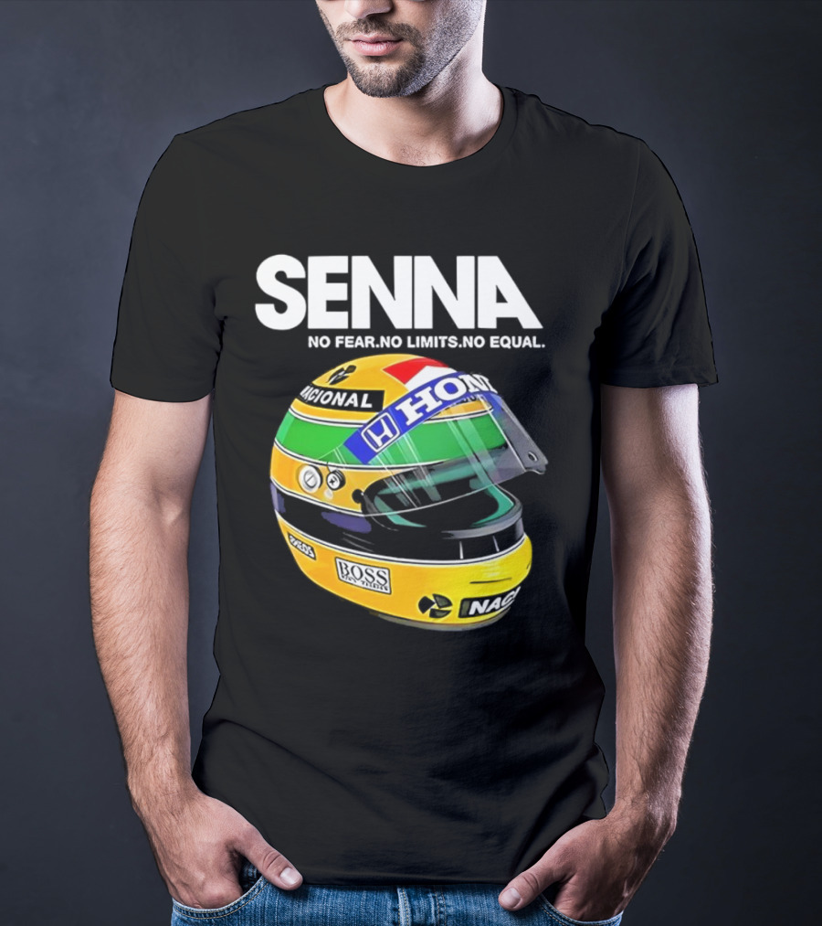 SENNA No Fear No Limits No Equal Honda Racing Helmet BOSS Nacional T-Shirt