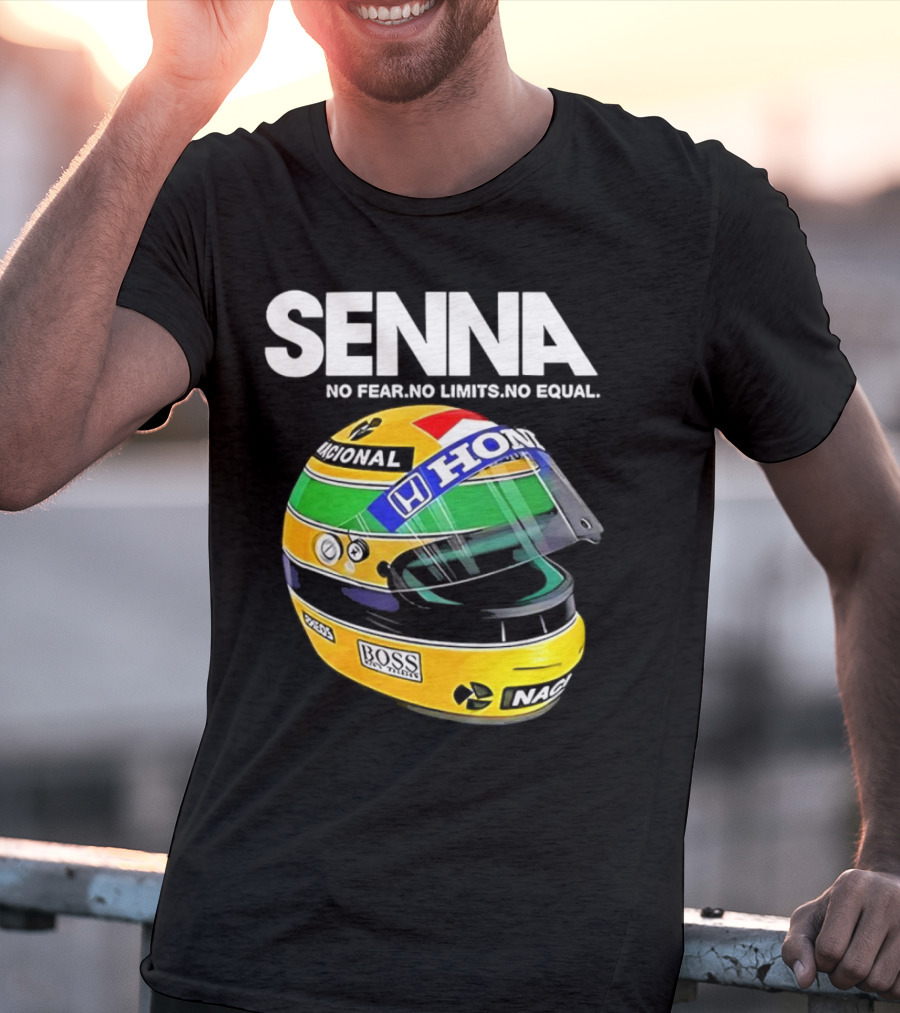 SENNA No Fear No Limits No Equal Honda Racing Helmet BOSS Nacional T-Shirt