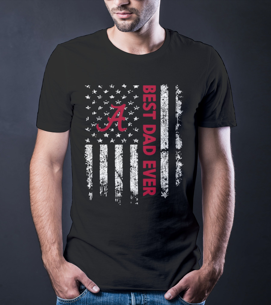 Alabama Crimson Tide Best Dad Ever American Flag T-Shirt
