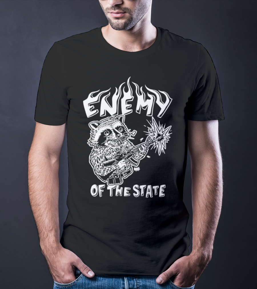 Enemy Of The State Raccoon With Gun Olafh Ace T-Shirt