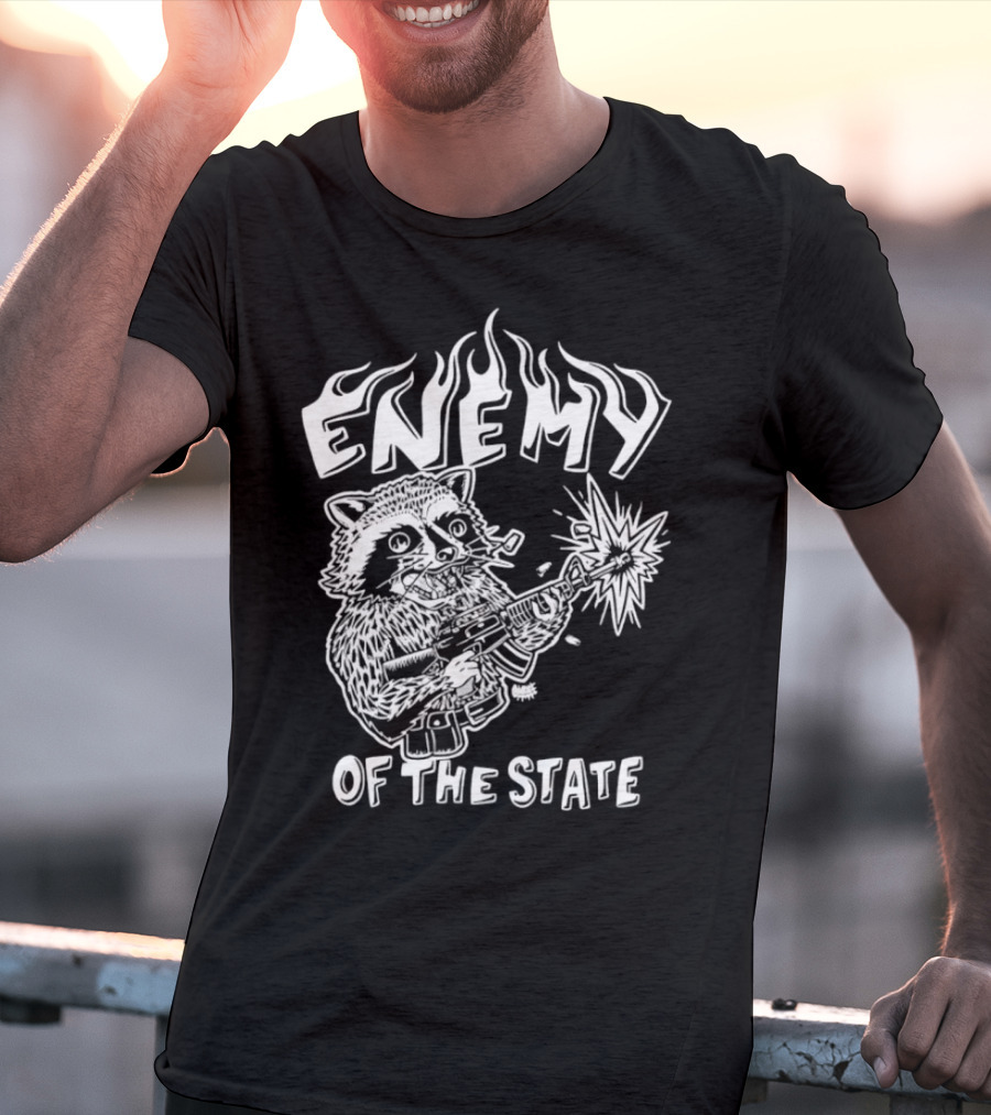 Enemy Of The State Raccoon With Gun Olafh Ace T-Shirt