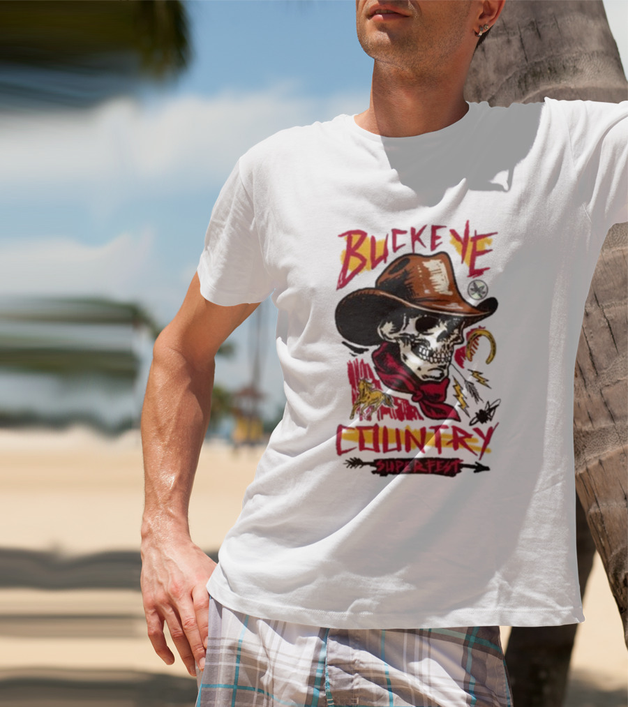 Buckeye Country Superfest Skeleton Cowboy With Horse And Lasso T-Shirt