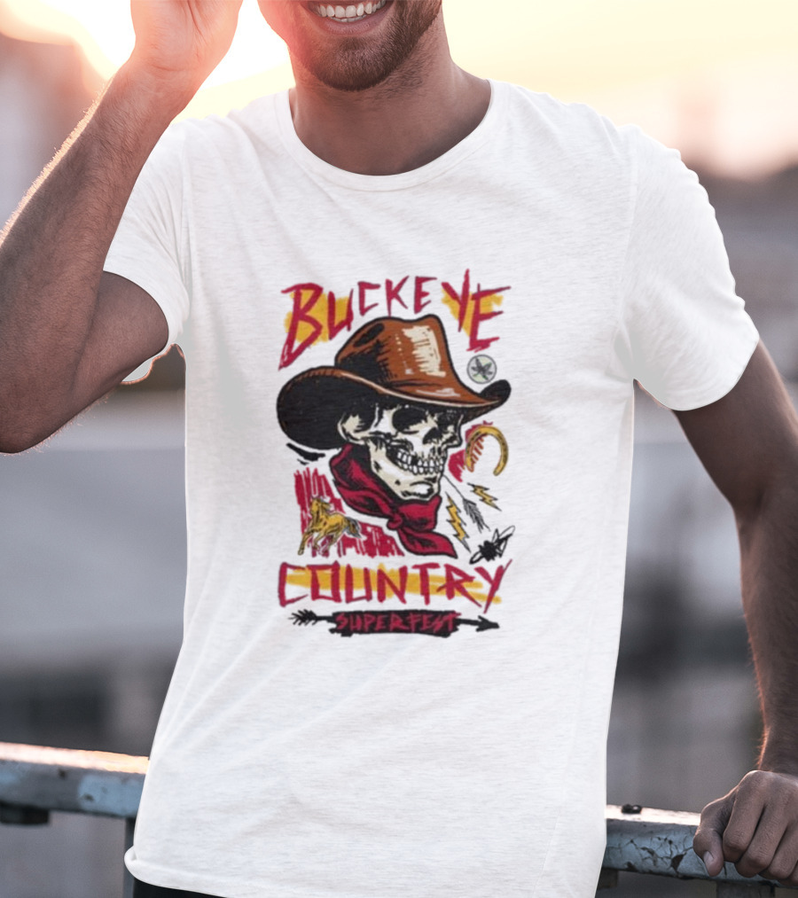 Buckeye Country Superfest Skeleton Cowboy With Horse And Lasso T-Shirt
