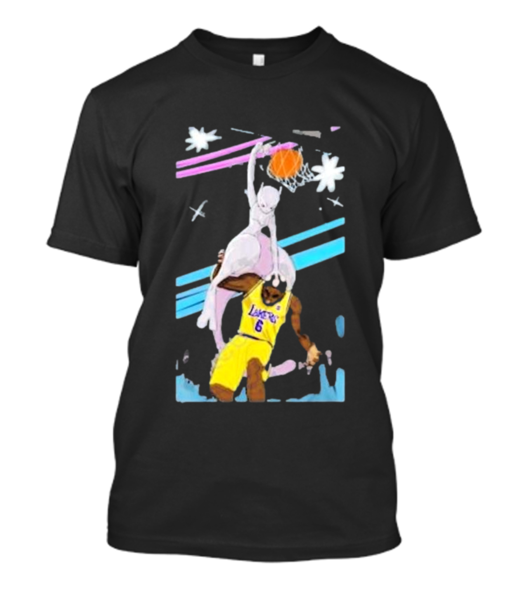 Mewtwo Dunking On Lakers Basketball Star Lebron James T-Shirt
