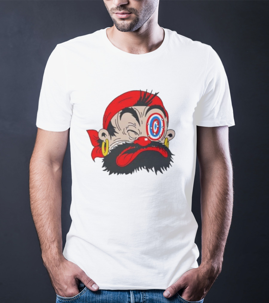 Popeye The Sailor Man Bluto Sindbad Face Close-Up Red Bandana Gold Earrings T-Shirt