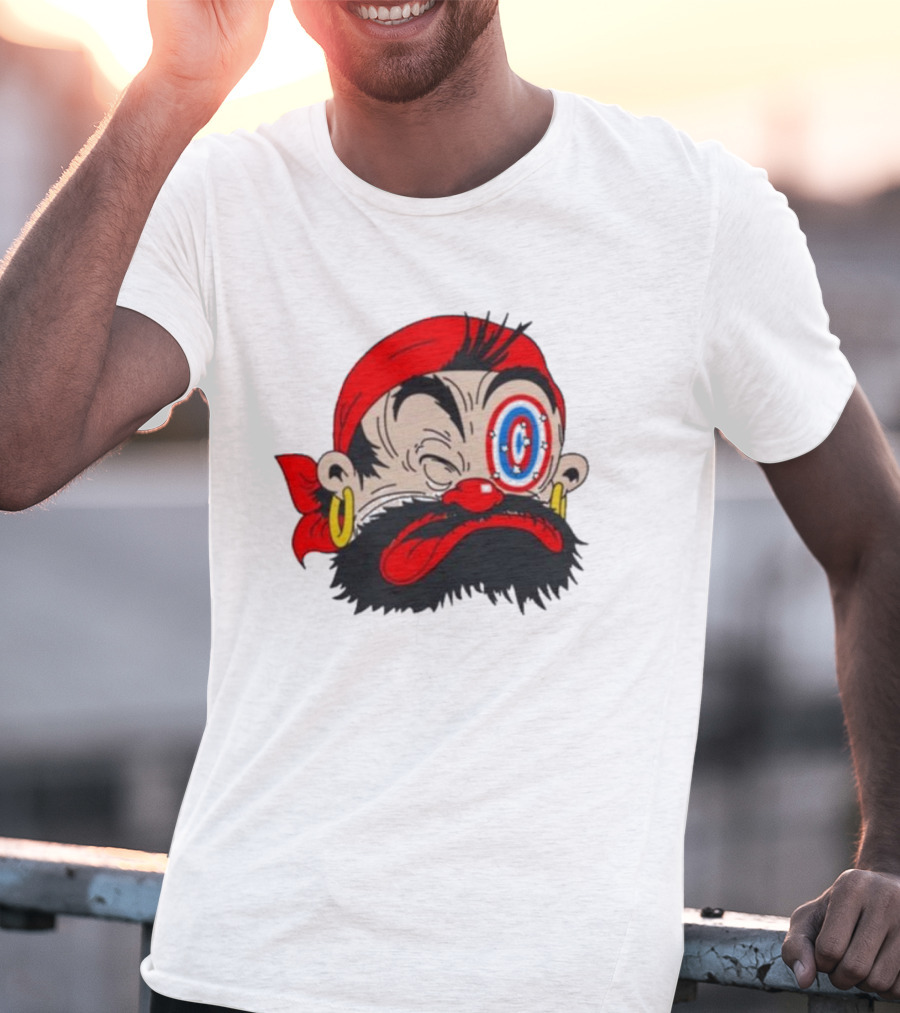 Popeye The Sailor Man Bluto Sindbad Face Close-Up Red Bandana Gold Earrings T-Shirt