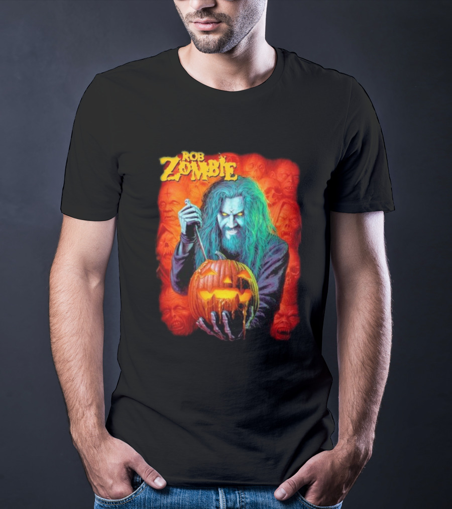 Rob Zombie Hellbilly Deluxe Halloween Pumpkin Horror T-Shirt