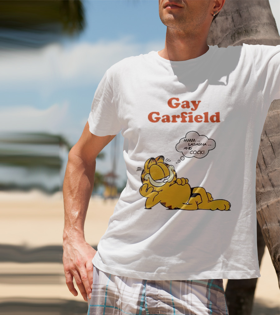 Gay Garfield Mmm Lasagna And Cock Meme T-Shirt