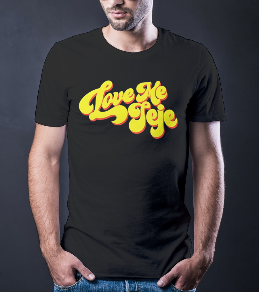 Love Me Jeje Retro Style Text Yellow And Red Groovy Font T-Shirt