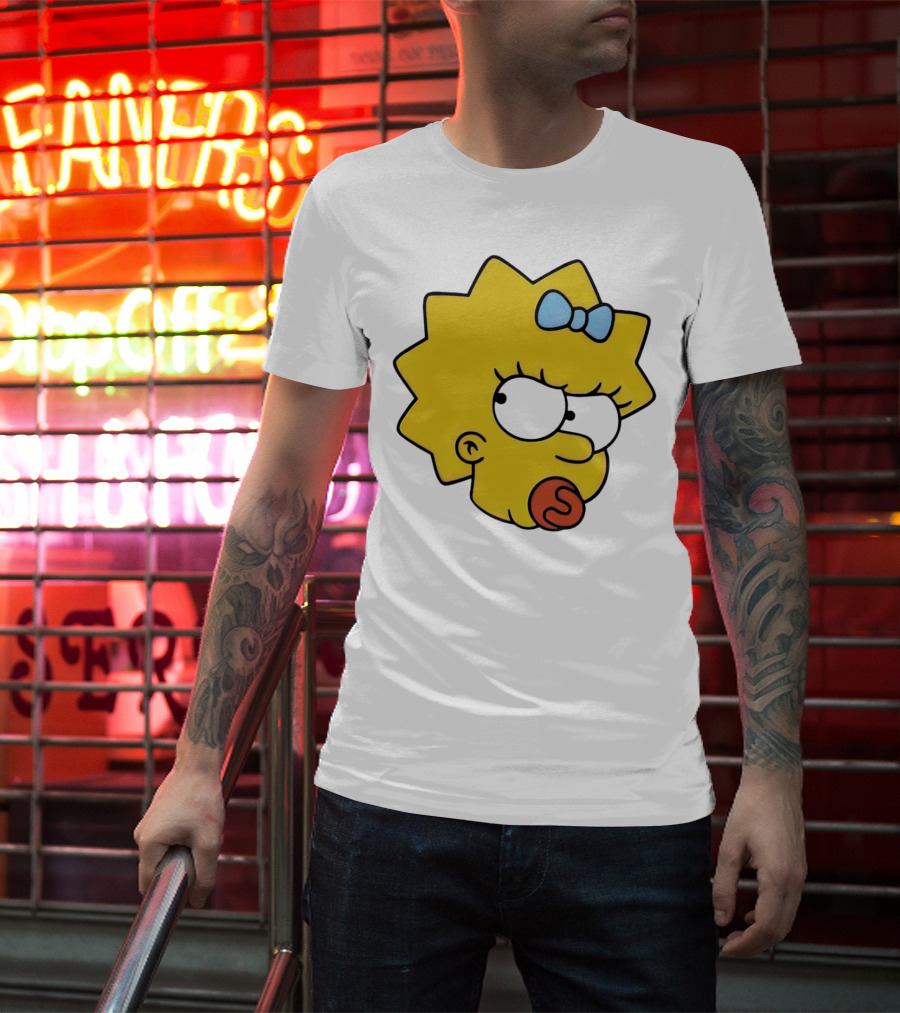 Manicita The Simpsons Maggie Angry Face With Pacifier And Bow T-Shirt