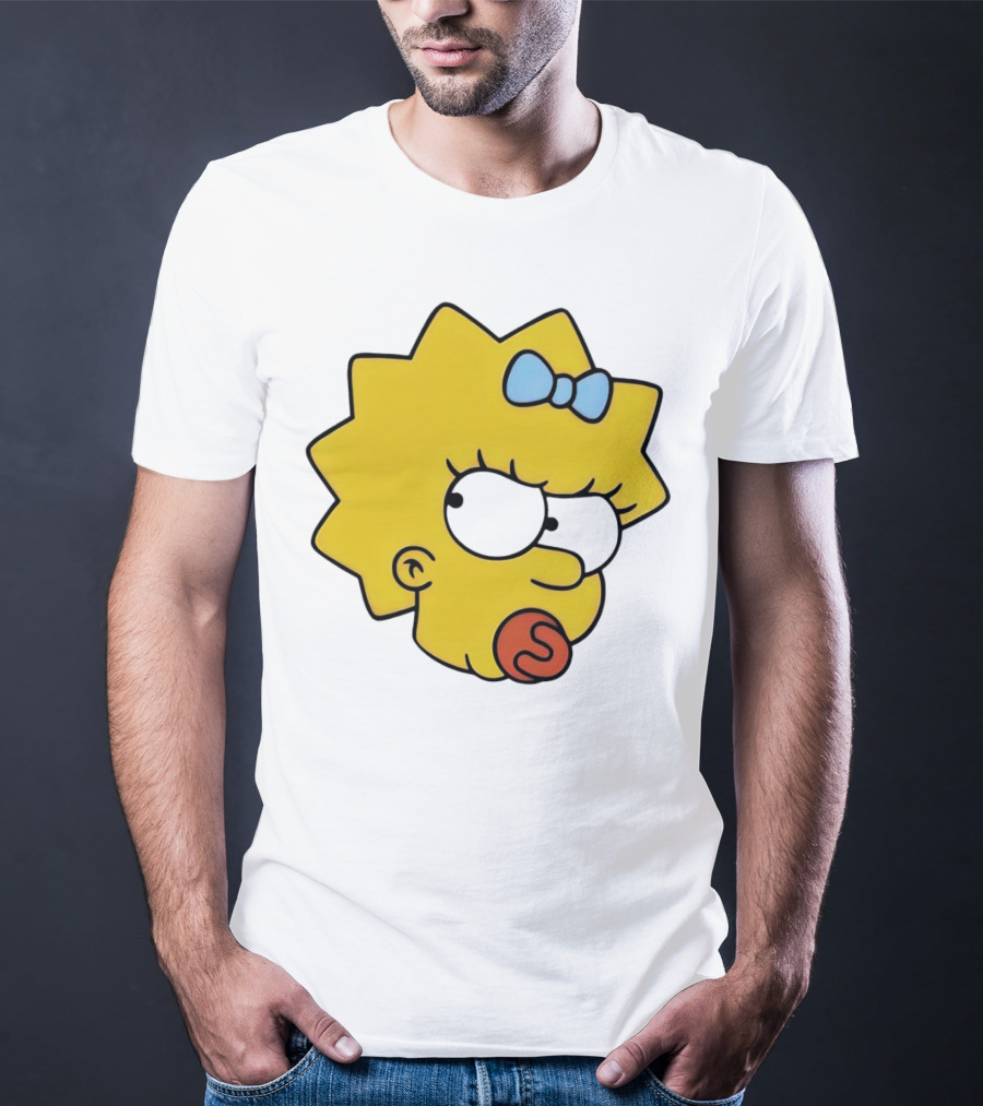 Manicita The Simpsons Maggie Angry Face With Pacifier And Bow T-Shirt
