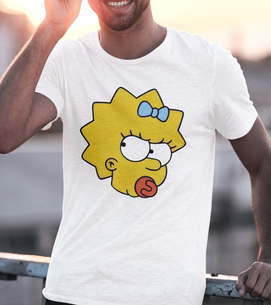 Manicita The Simpsons Maggie Angry Face With Pacifier And Bow T-Shirt