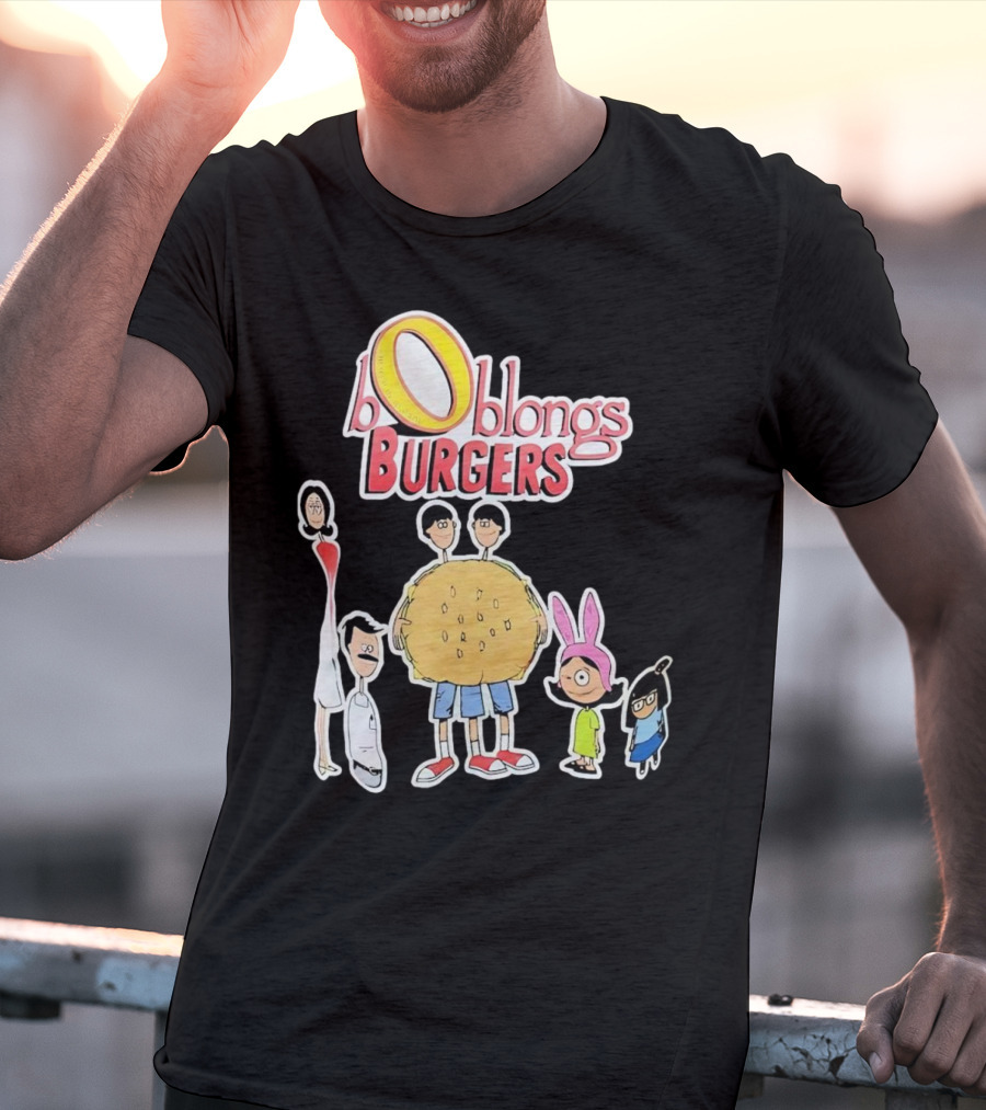Boblongs Burgers Cartoon Characters Holding Burger T-Shirt