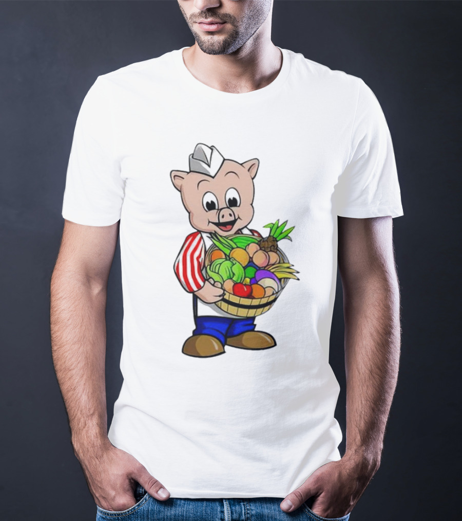Piggly Wiggly Palmetto Pig With Basket Of Fresh Vegetables T-Shirt