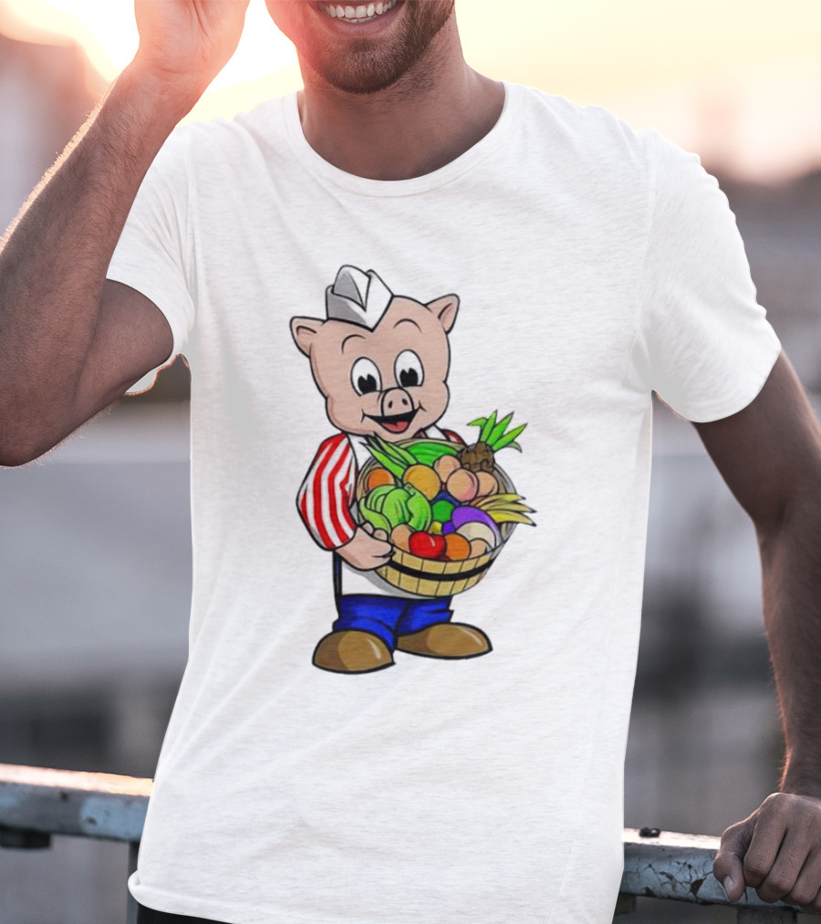 Piggly Wiggly Palmetto Pig With Basket Of Fresh Vegetables T-Shirt