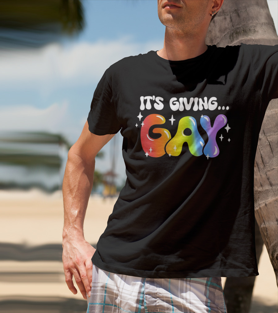 It's Giving Gay Pride Rainbow Sparkles T-Shirt