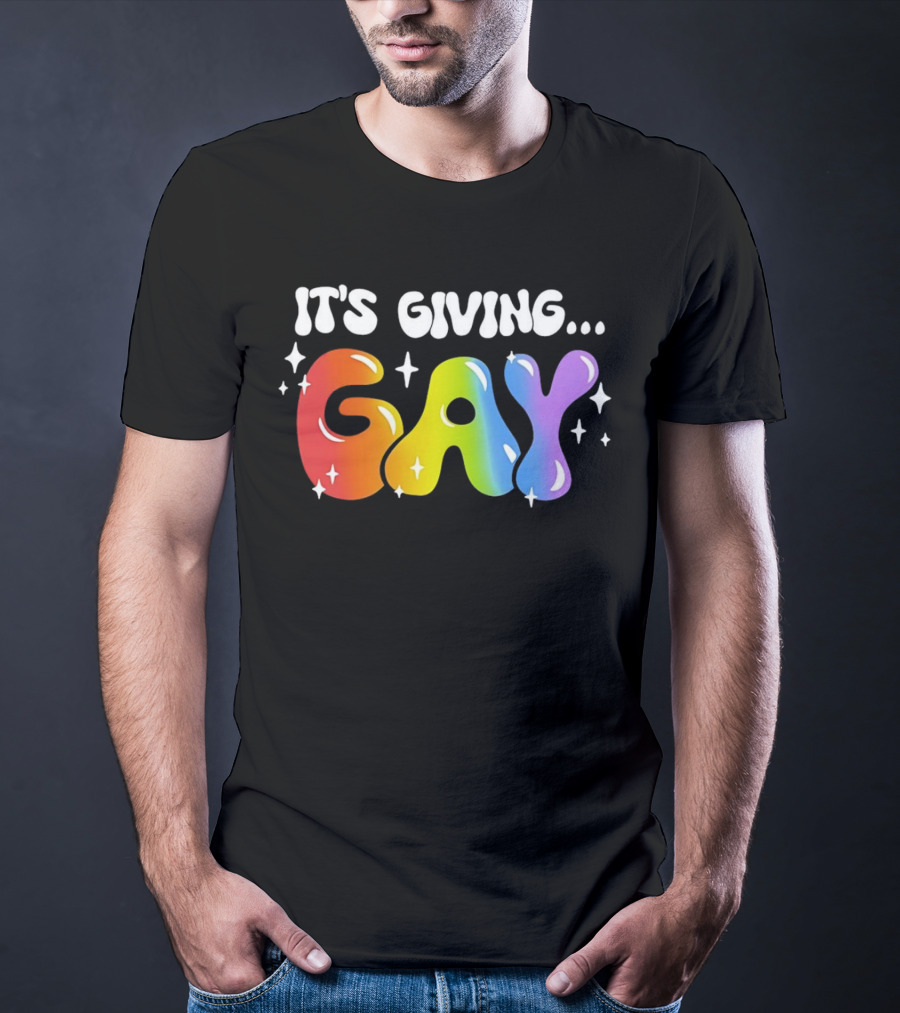 It's Giving Gay Pride Rainbow Sparkles T-Shirt