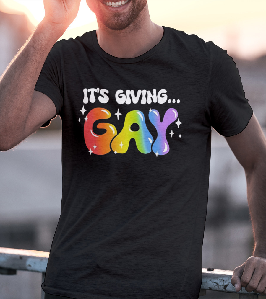 It's Giving Gay Pride Rainbow Sparkles T-Shirt