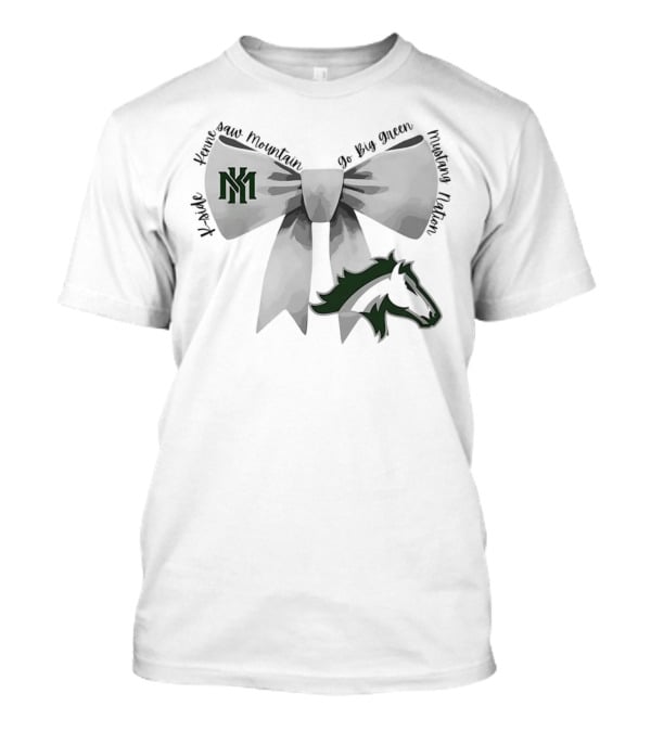 Bowtie Kennesaw Mountain Mustangs K-M Go Big Green Mustang Nation T-Shirt