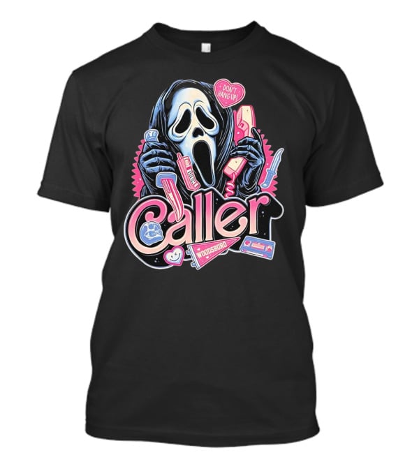 Caller Ghostface Woodsboro Don't Hang Up Pink Telephone Knife T-Shirt
