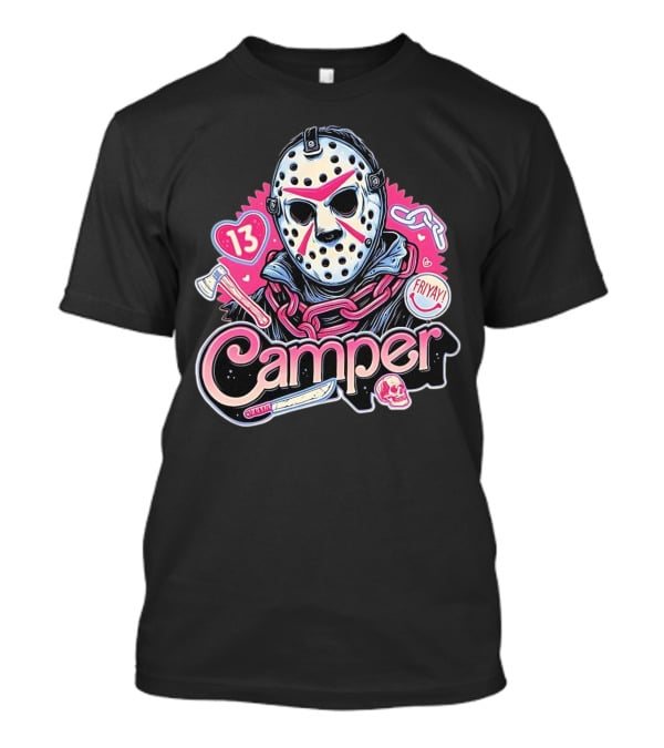 Camper 13 Jason Voorhees Mask And Chains With Ax And Knife Friyay Hearts T-Shirt