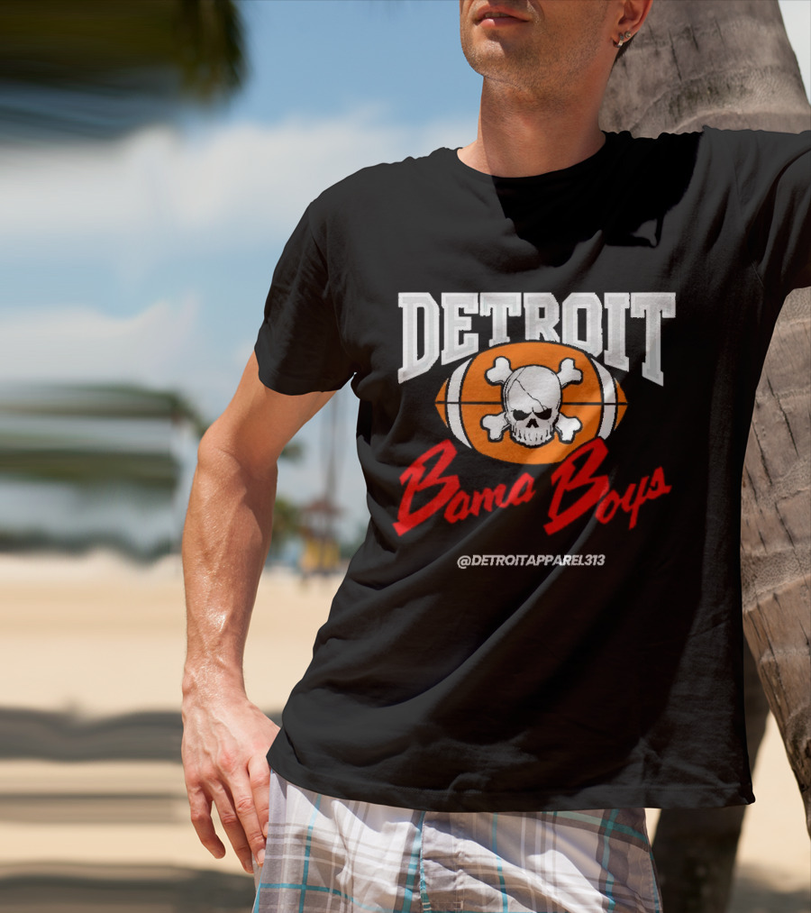 Detroit Bama Boys Skull Football @DetroitApparel313 T-Shirt