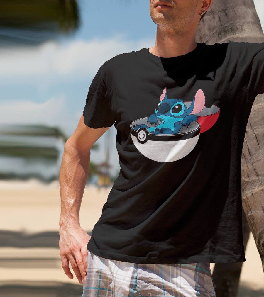 The Stitch Relaxing In Poké Ball Fusion Concept T-Shirt