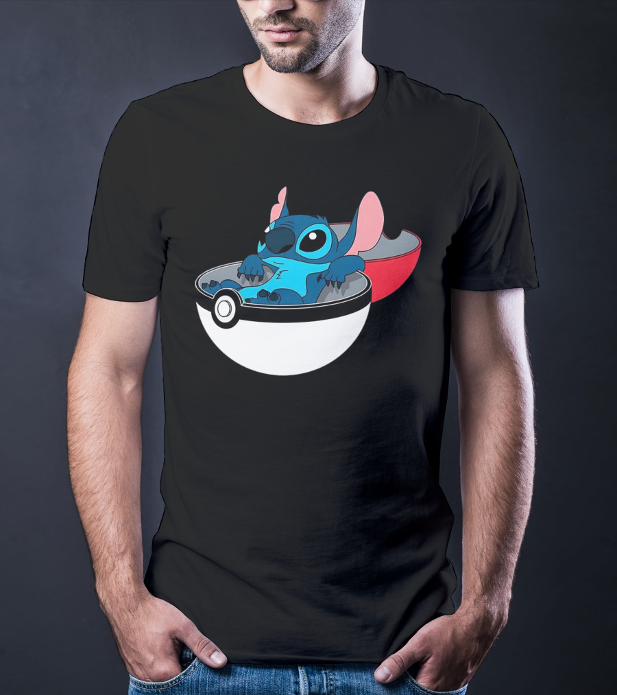 The Stitch Relaxing In Poké Ball Fusion Concept T-Shirt