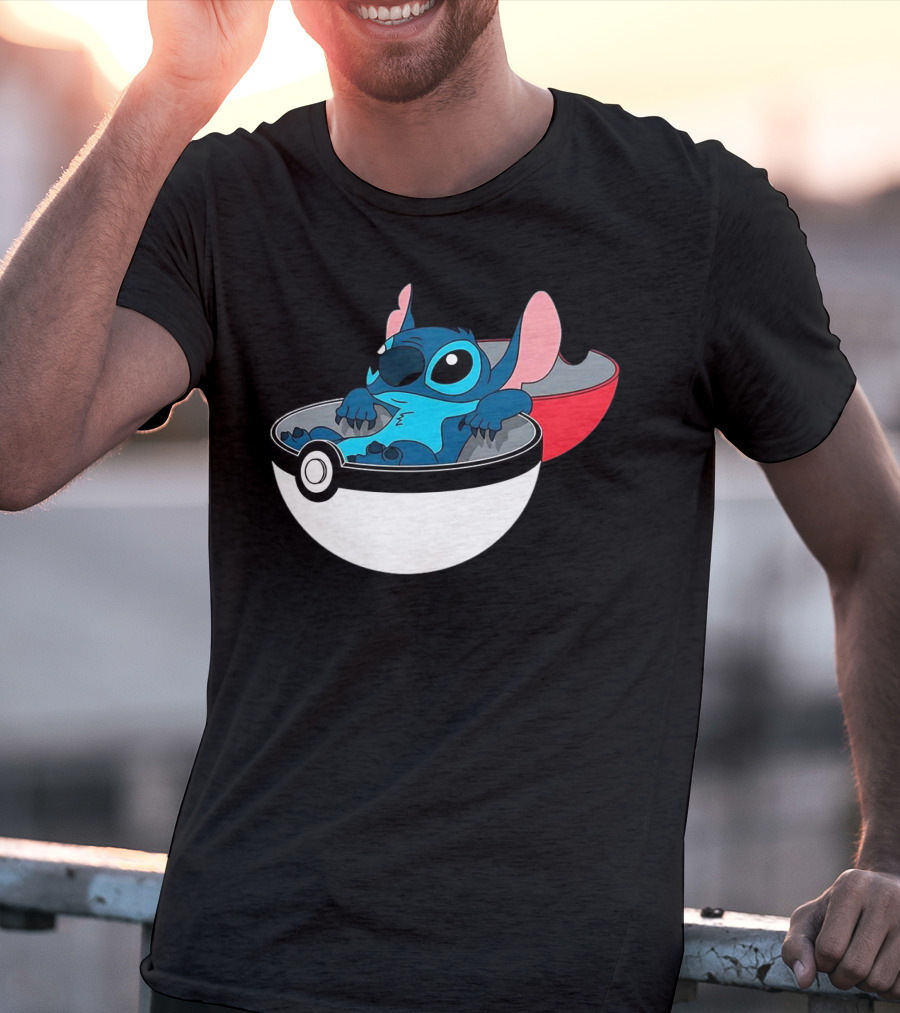 The Stitch Relaxing In Poké Ball Fusion Concept T-Shirt