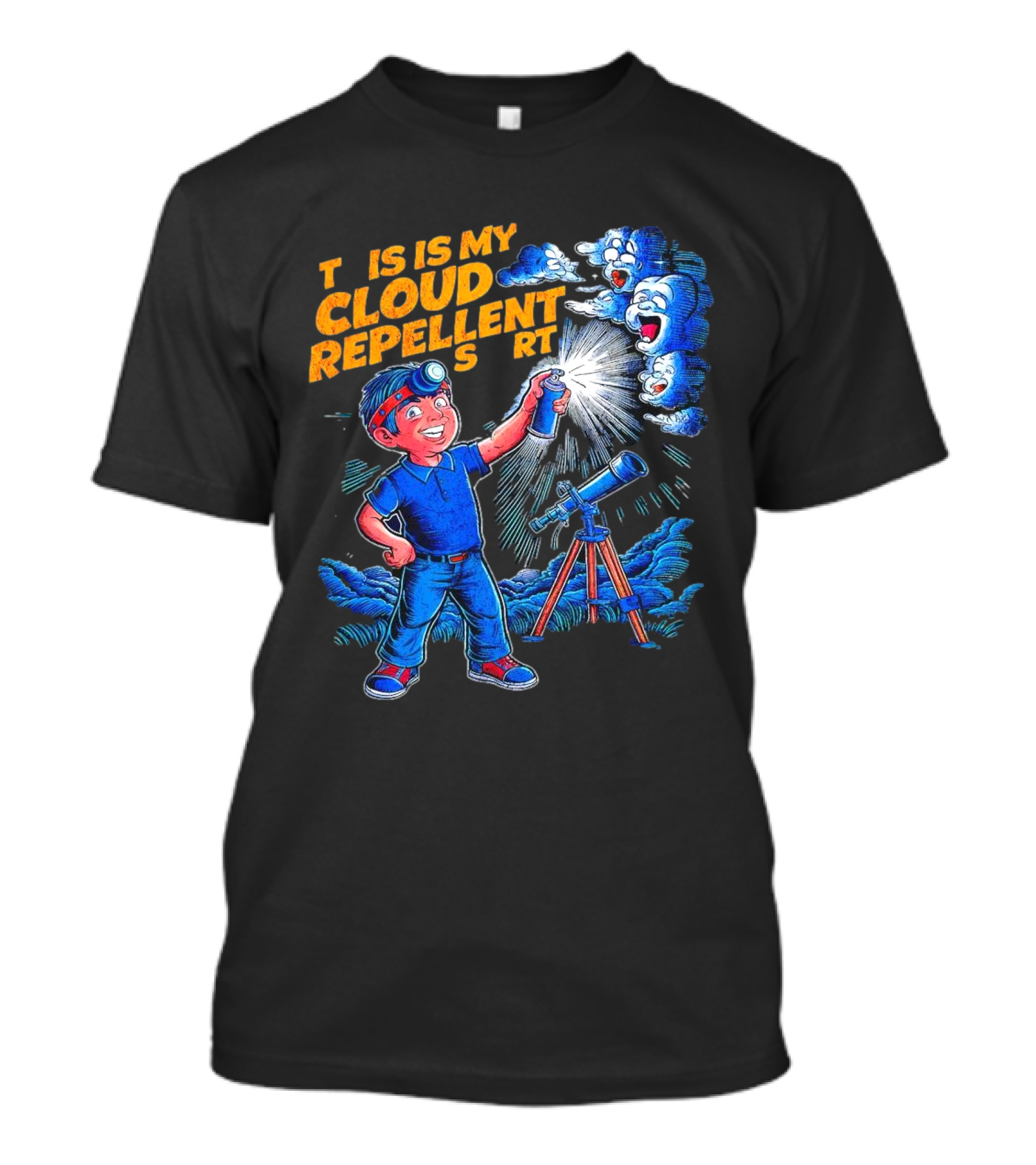 Funny Stargazing With Cloud Repellent Spray And Telescope T-Shirt