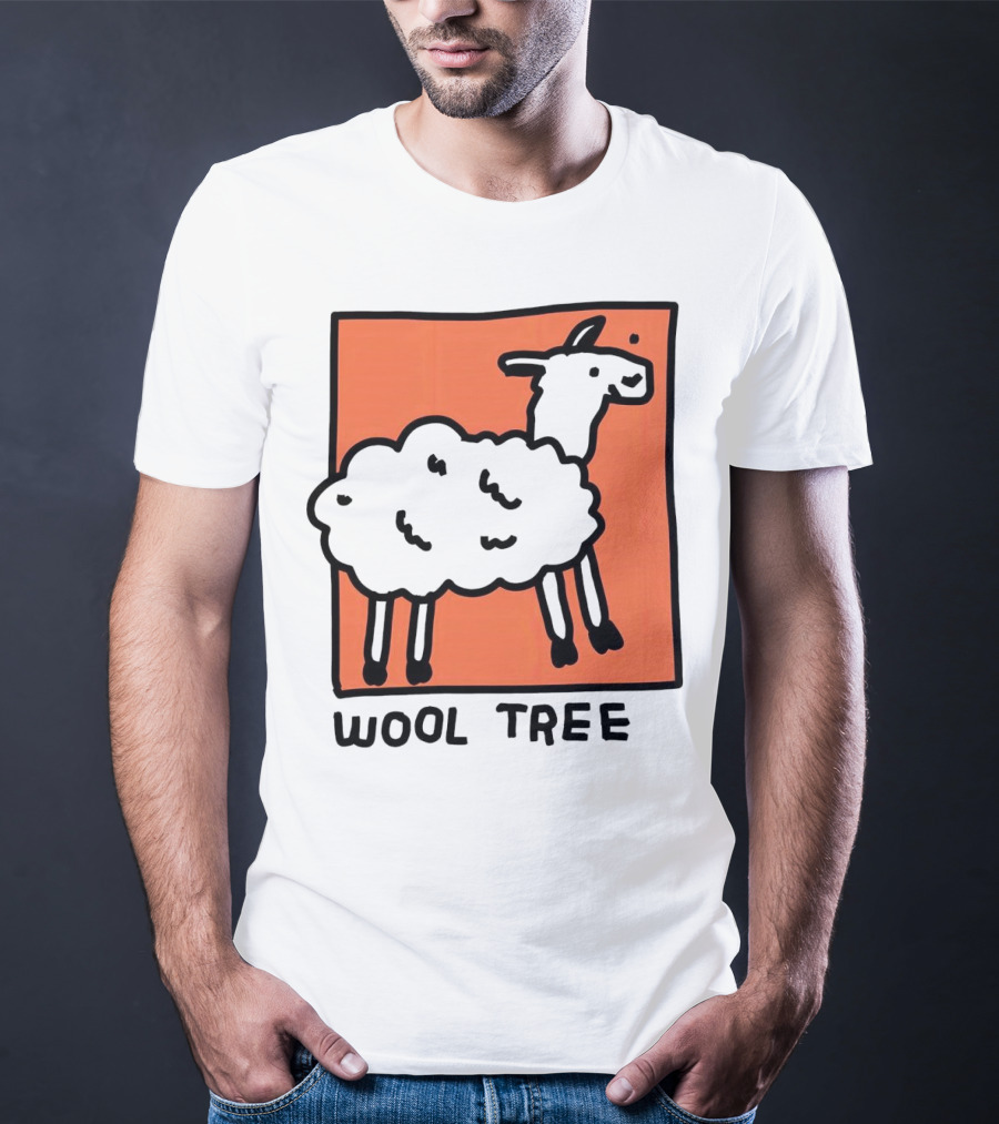 Wool Tree Black Sheep Illustration On Orange Background T-Shirt