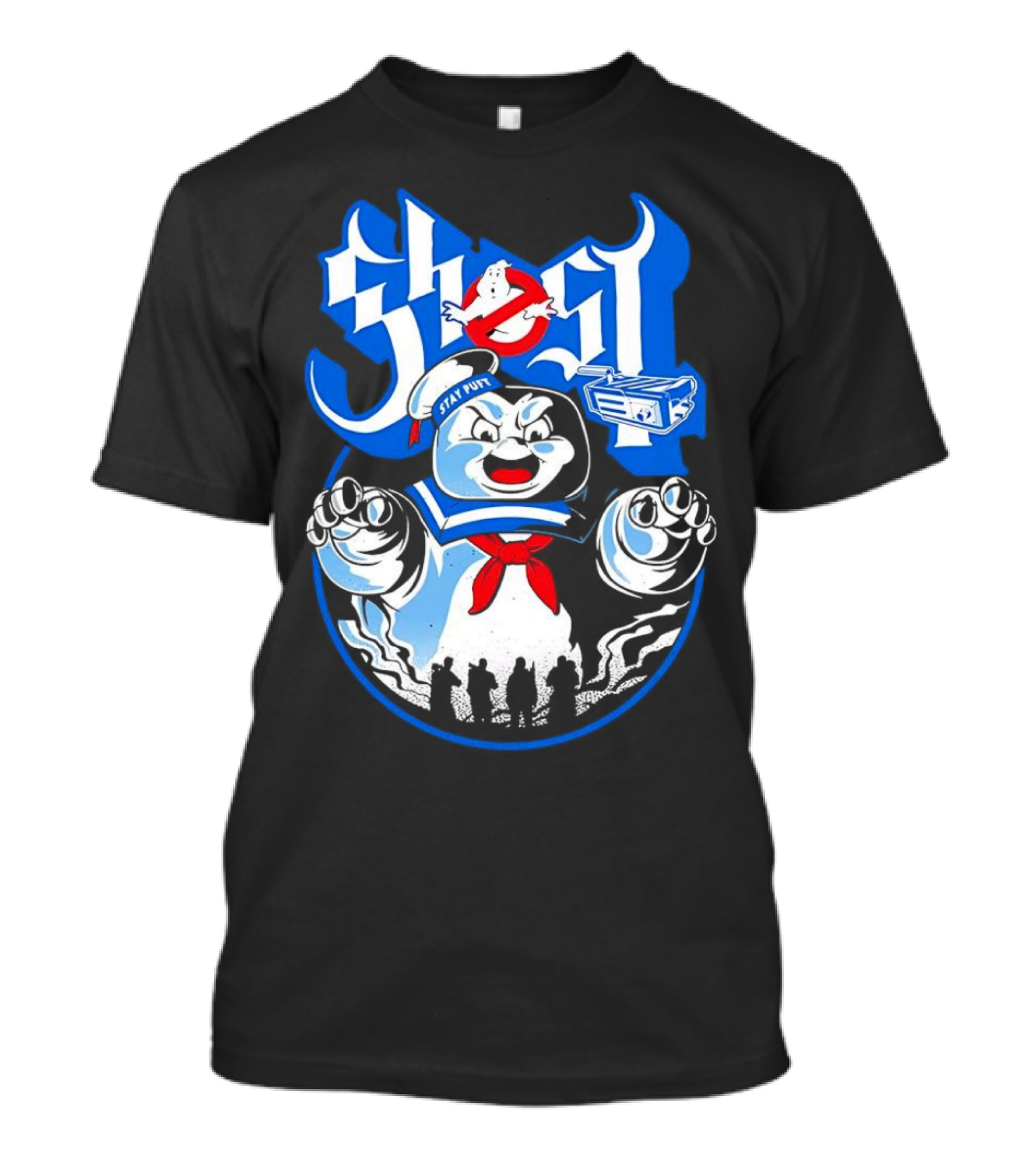 Stay Puft Marshmallow Man Ghostbusters Inspired With Ghostbusters Logo T-Shirt