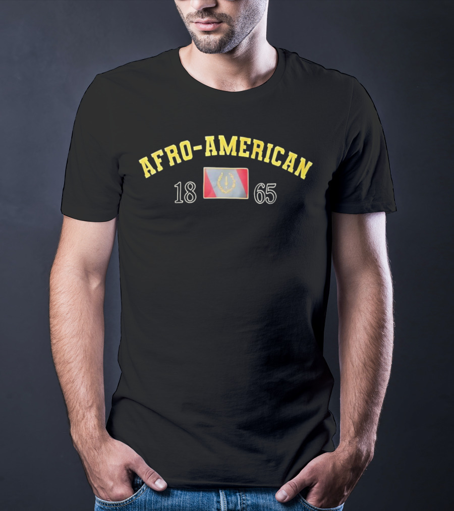 Afro American Heritage 1865 Emblem With Vintage Flag T-Shirt