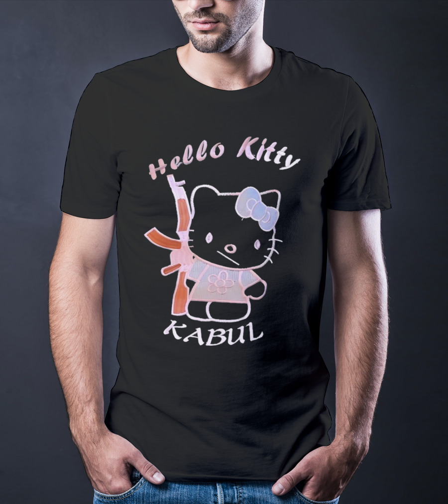 Hello Kitty Kabul Playful Twist On Iconic Character With Rifle T-Shirt