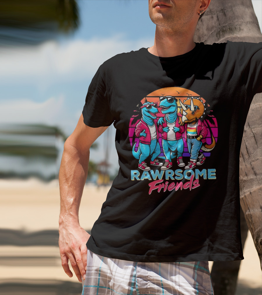 Rawrsome Friends Juna Duncan Retro Dinosaur Crew T-Shirt