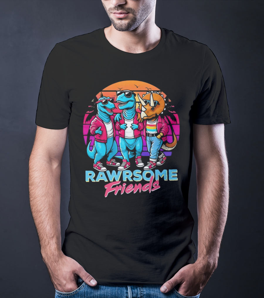 Rawrsome Friends Juna Duncan Retro Dinosaur Crew T-Shirt