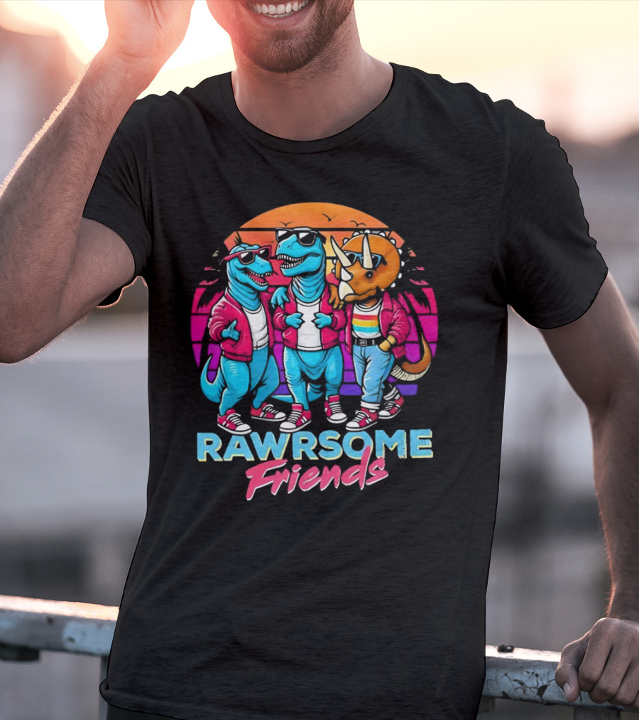 Rawrsome Friends Juna Duncan Retro Dinosaur Crew T-Shirt