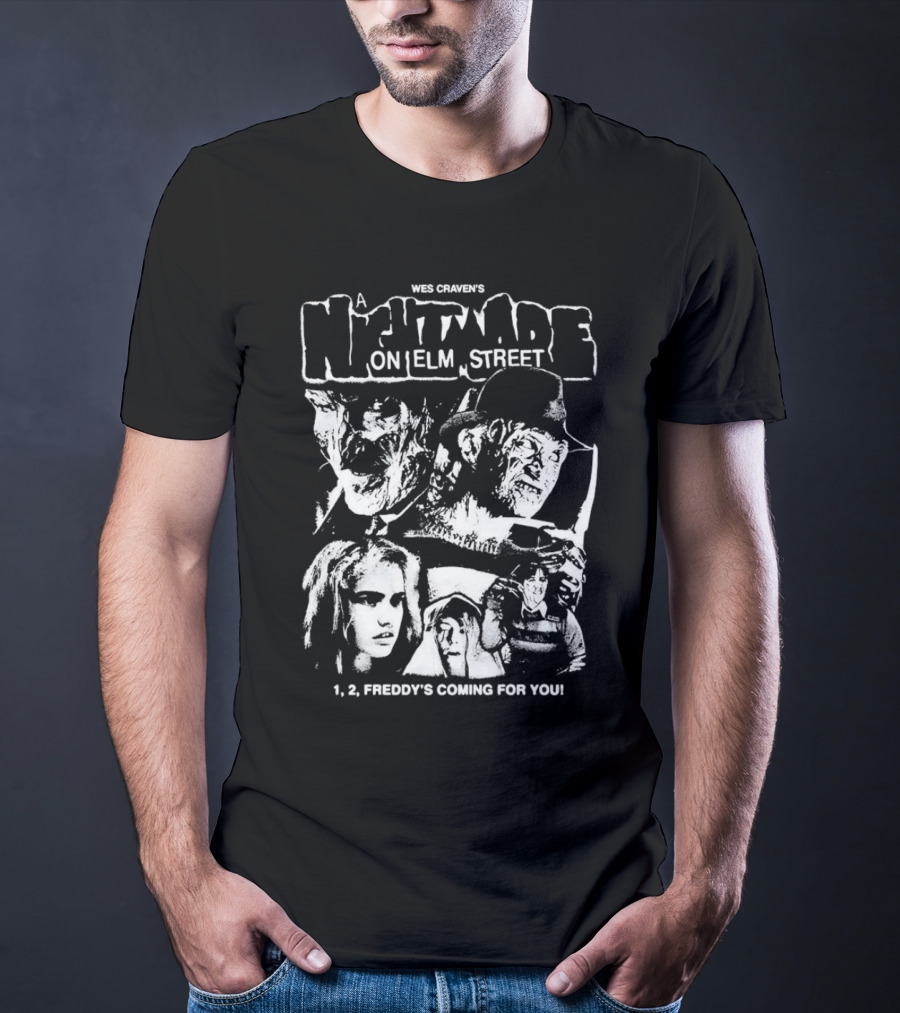 Wes Craven's A Nightmare On Elm Street 1, 2, Freddy's Coming For You T-Shirt