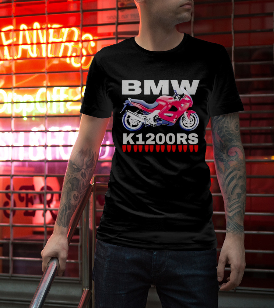 BMW K1200Rs Motorcycle Illustration With Red Iconic T-Shirt