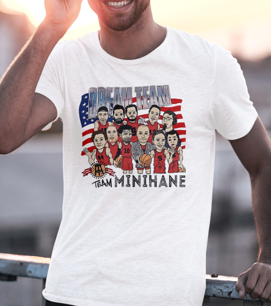 Dream Team Minihane Basketball USA Flag Characters T-Shirt