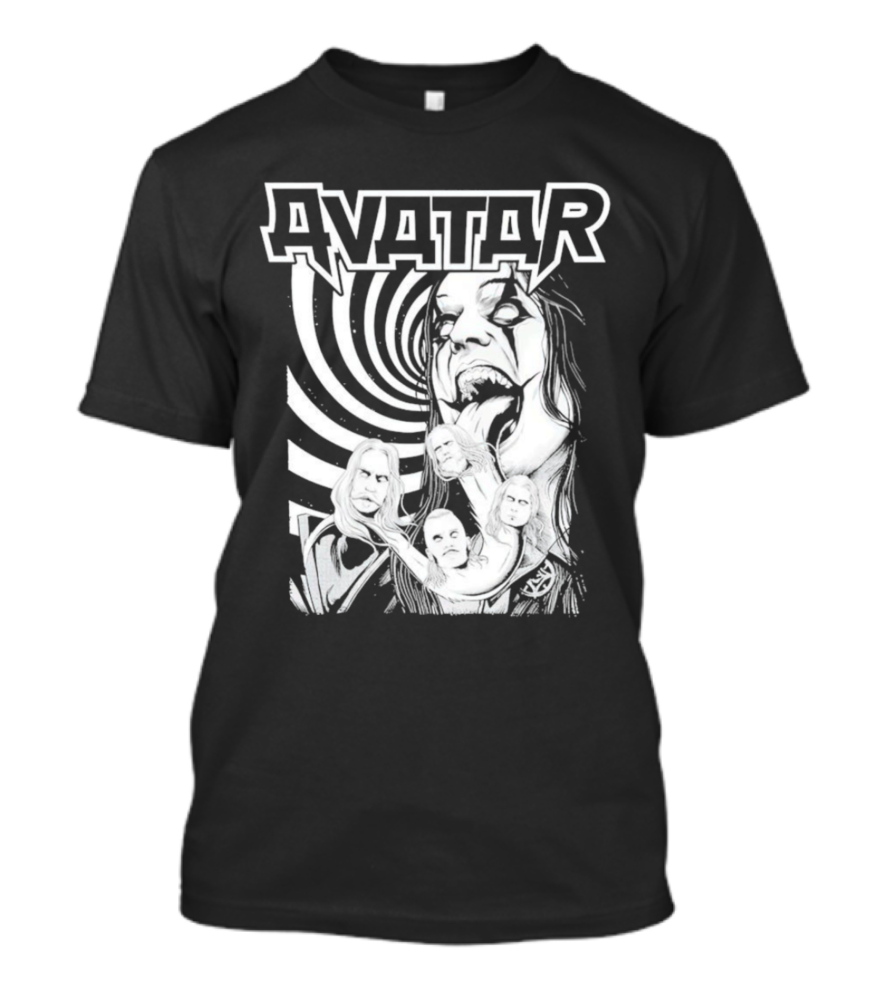 Avatar Band Graphic With Swirling Tongue Faces T-Shirt