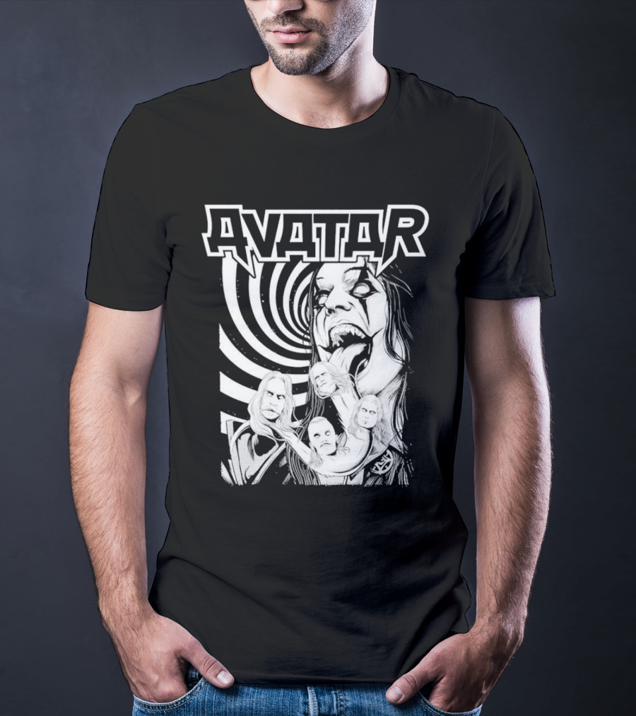 Avatar Band Graphic With Swirling Tongue Faces T-Shirt
