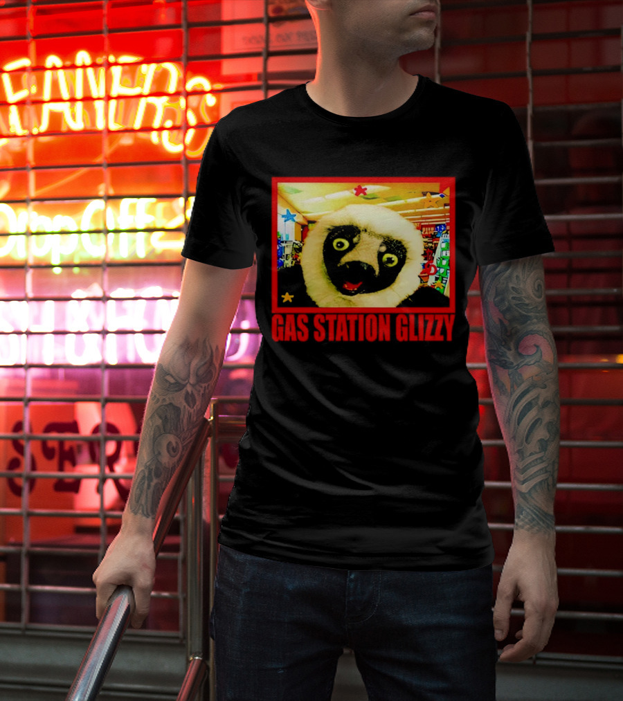 Gas Station Glizzy Funny Lemur Cartoon Inside Store T-Shirt