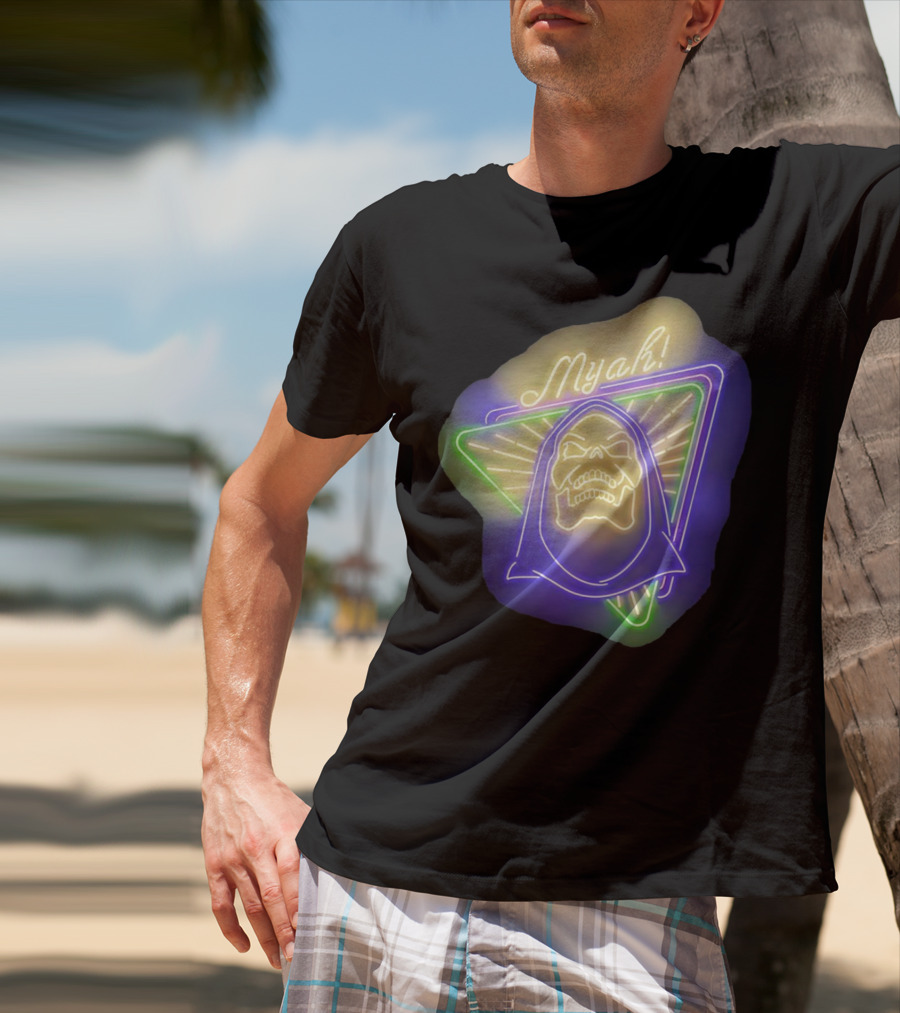 Skeletor Neon Myah Retro 80s Glowing Triangle T-Shirt