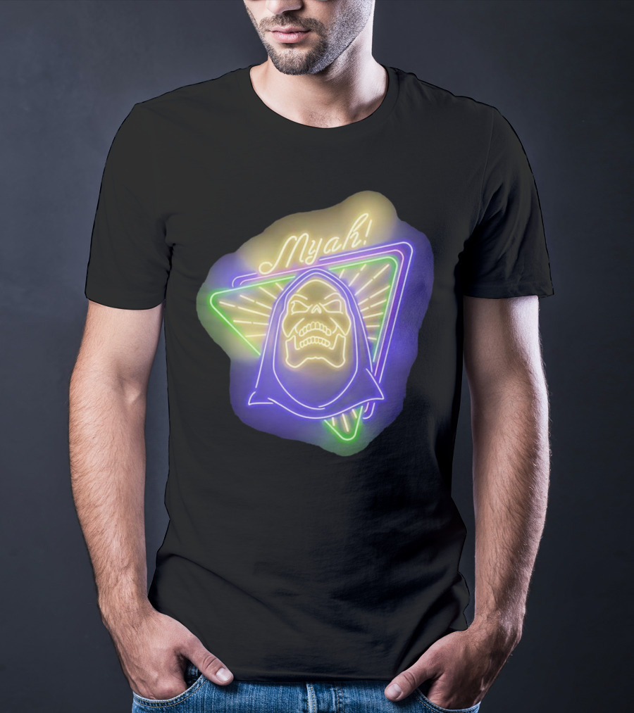 Skeletor Neon Myah Retro 80s Glowing Triangle T-Shirt