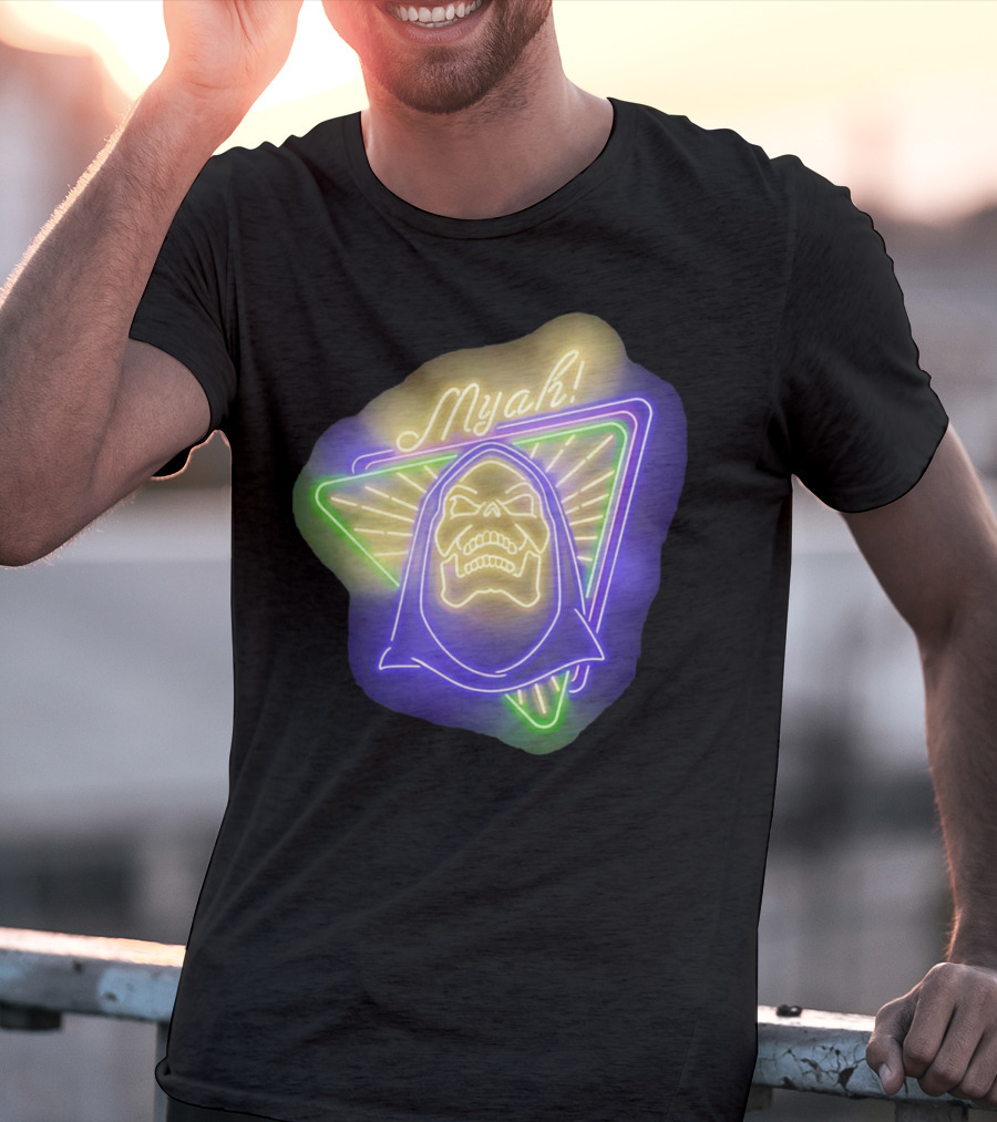 Skeletor Neon Myah Retro 80s Glowing Triangle T-Shirt