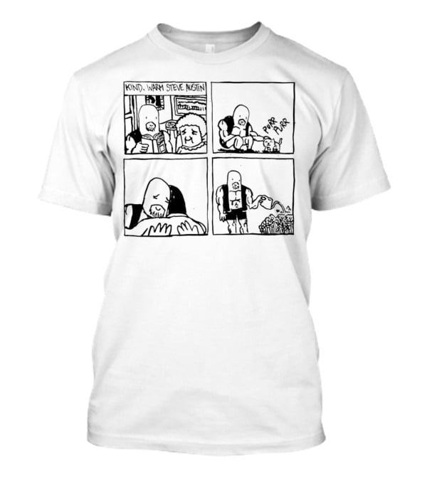 Kind Warm Steve Austin Reading, Petting Cat, Hugging, Watering Flowers T-Shirt