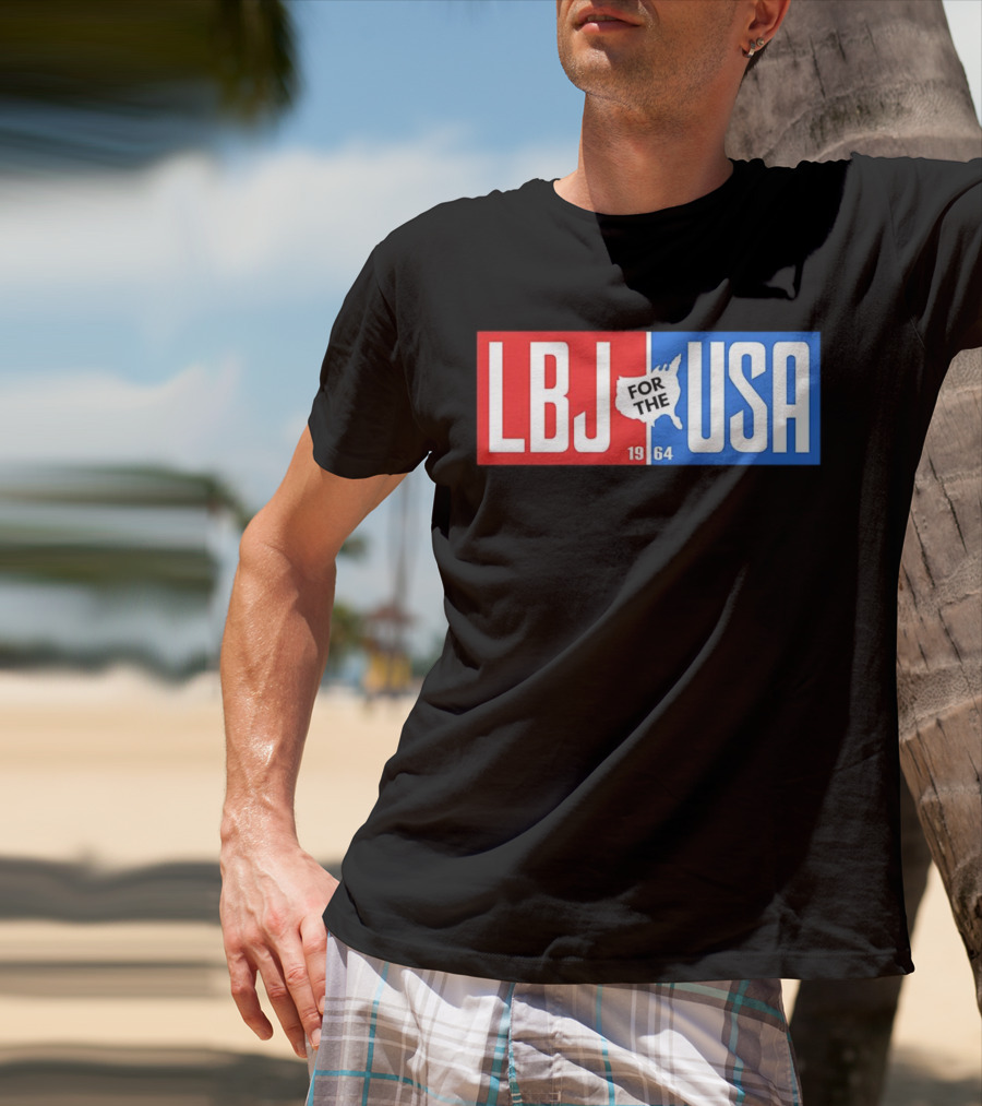 LBJ For The USA 1964 Vintage Political Campaign Red White Blue USA Map T-Shirt
