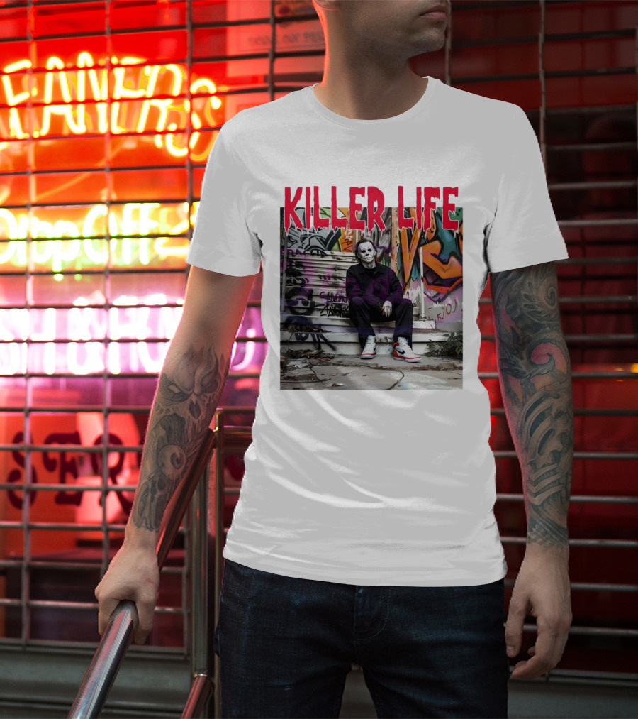 Michael Myers Killer Life Halloween Graffiti Steps T-Shirt
